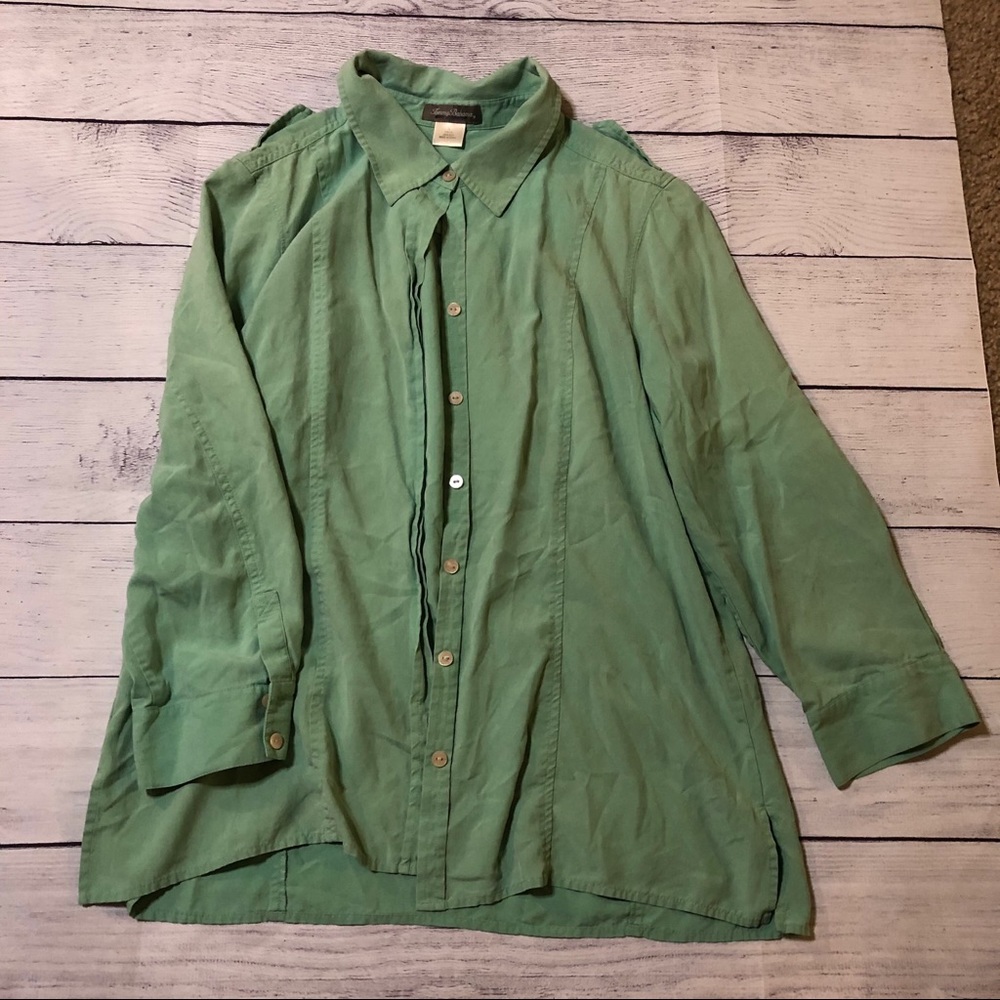 Tommy Bahama Green Button Down Blouse Size L